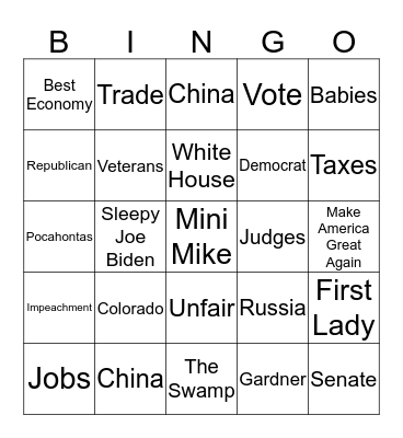 Trump Rally Bingo Card