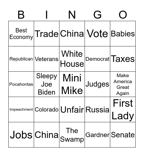 Trump Rally Bingo Card