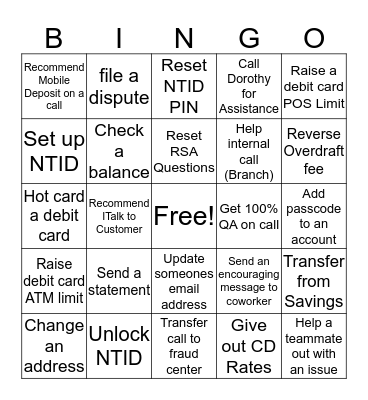 CRC Bingo Card