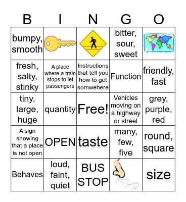 Community Travel Vocabulary Bingo Card
