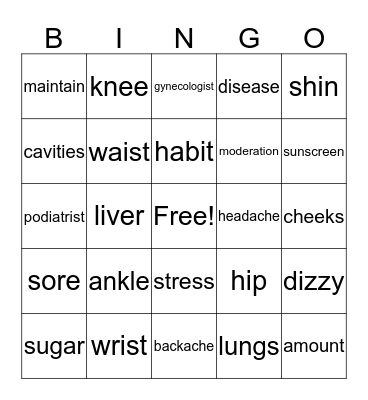 Unit 5 Bingo Card