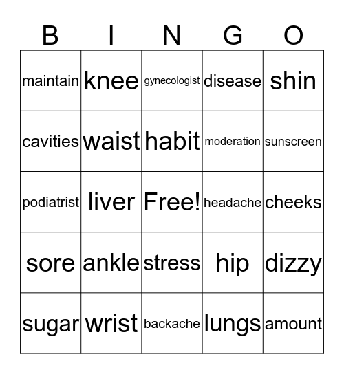 Unit 5 Bingo Card