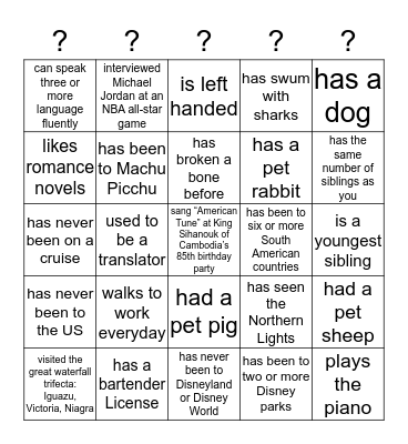 Find Someone Who... Bingo Card