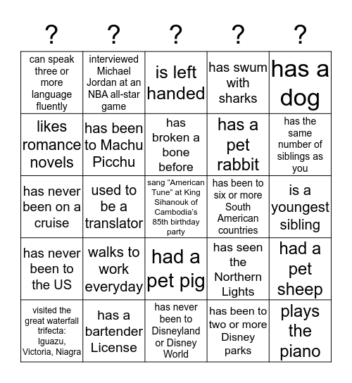 Find Someone Who... Bingo Card