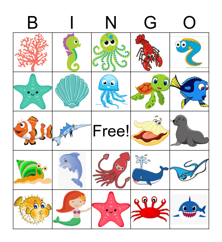 Team OC Under the Sea Bingo Card