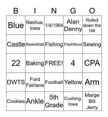 50th Anniversary Bingo Card