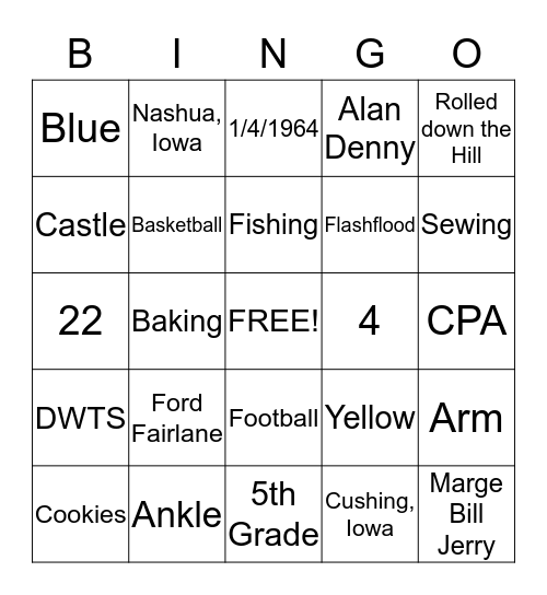 50th Anniversary Bingo Card