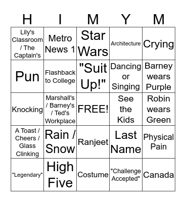How I Met Your Mother BINGO Card