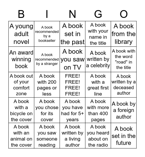 Book Lover's Bingo Card