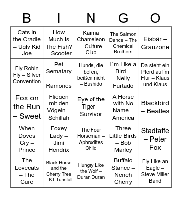 Animal Farm Bingo Card