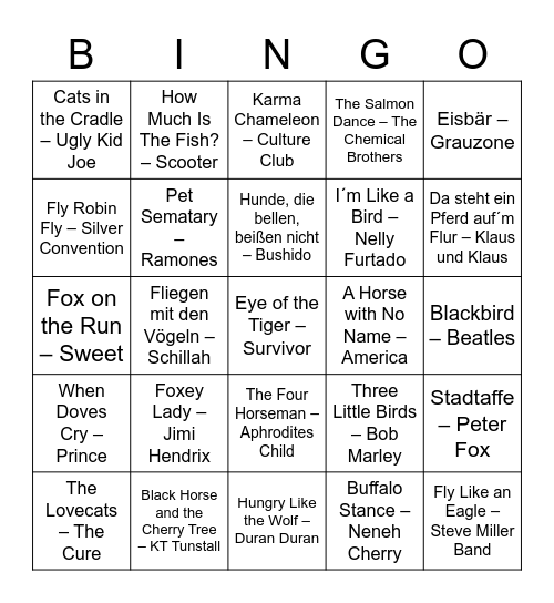 Animal Farm Bingo Card