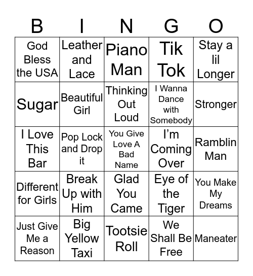 Music Bingo 29-11 Bingo Card