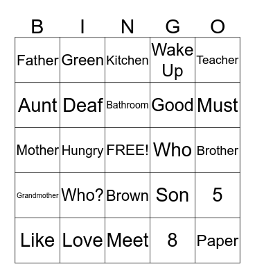 ASL BINGO Card