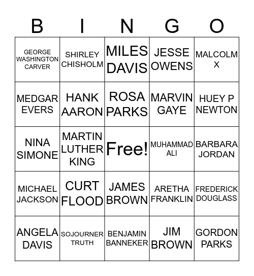 BLACK HISTORY  Bingo Card