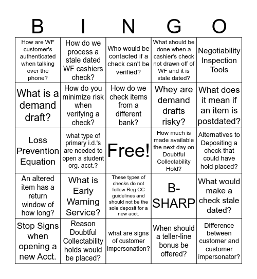 Risk BINGO 2020 Bingo Card