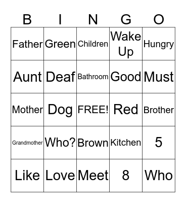 ASL BINGO Card