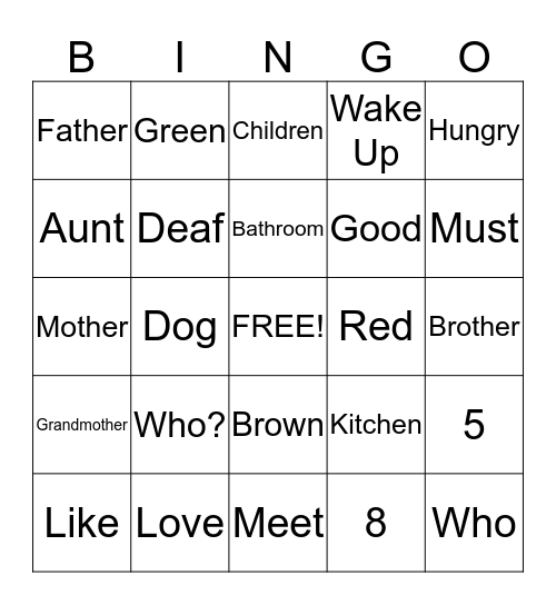 ASL BINGO Card