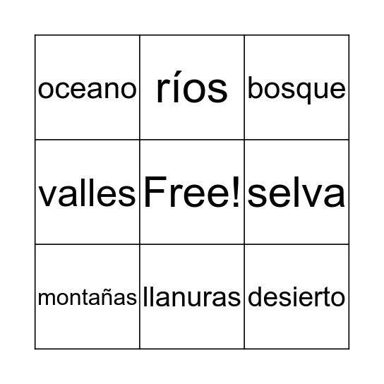 Medioambientes! Bingo Card