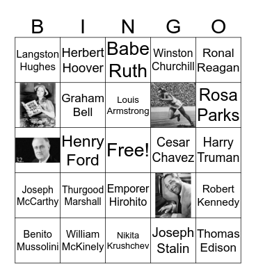 5th Grade Social Studies People Bingo Card