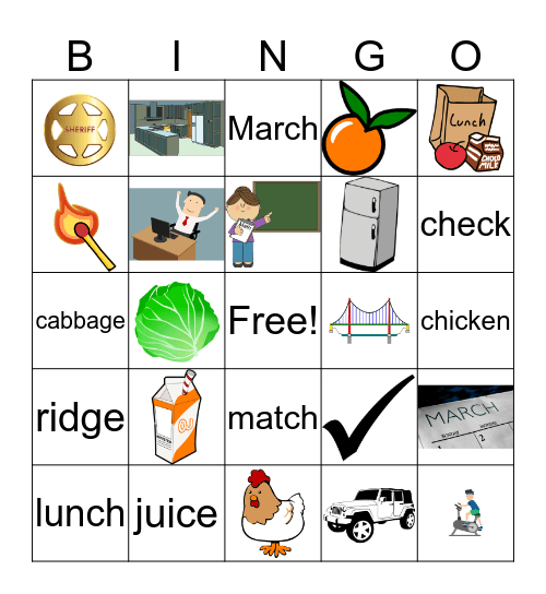 /ch/ and /dg/ pronunciation BINGO! Bingo Card