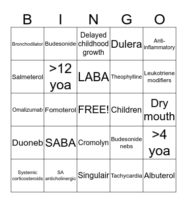 Asthma is fun! Bingo Card