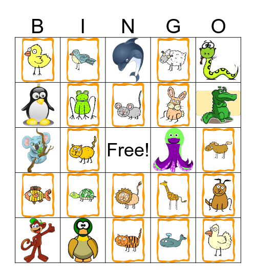 Le bingo des animaux bizarres Bingo Card