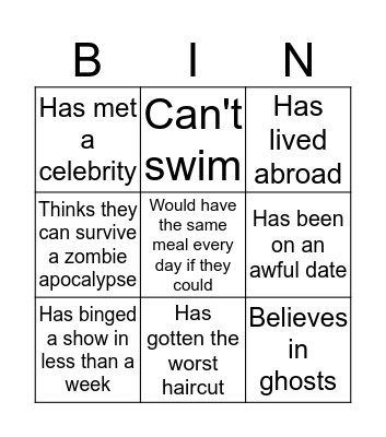 Icebreaker Bingo  Bingo Card