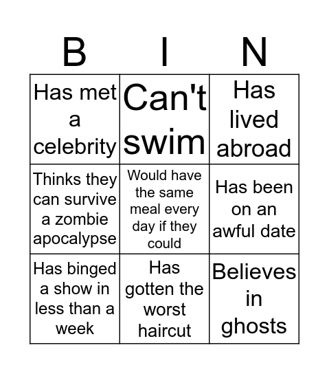 Icebreaker Bingo  Bingo Card