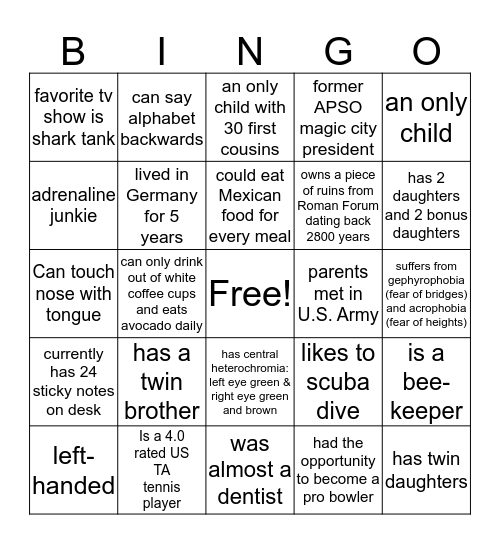 Get-to-Know Bingo Card