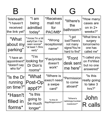 Meg Bingo Card