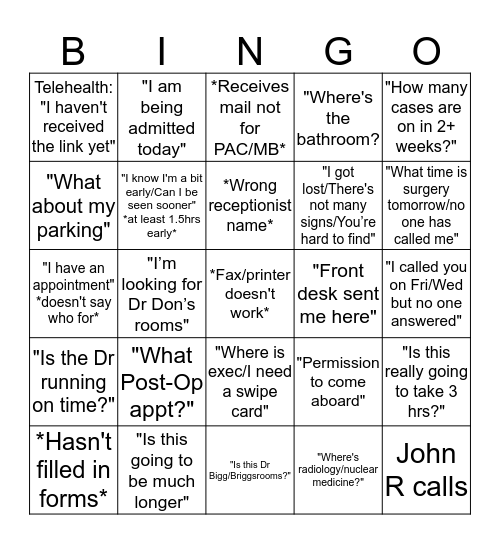 Meg Bingo Card