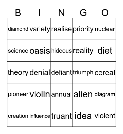 split vowels Bingo Card