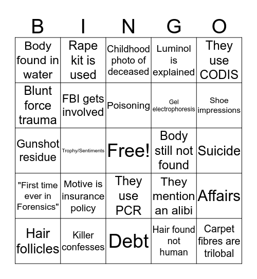 Forensic Files Bingo 2.0 Bingo Card
