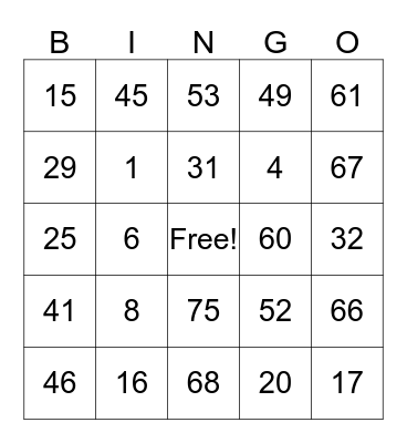 Karens Card Bingo Card