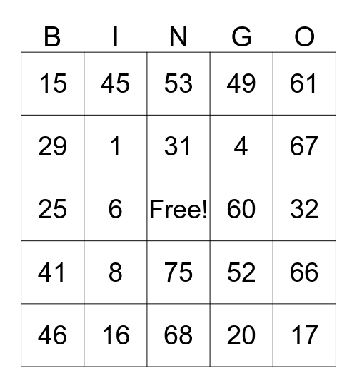 Karens Card Bingo Card