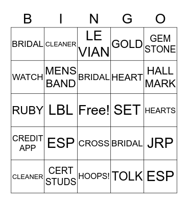 BRIDAL BINGO Card