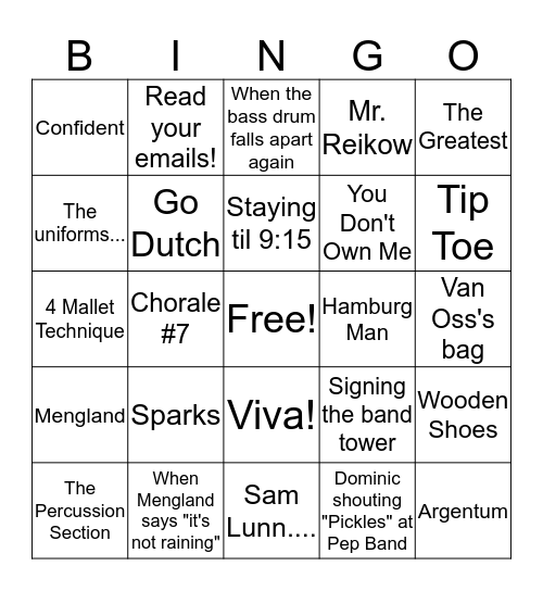 Winter Retreat Bingo Card