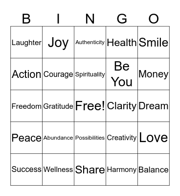 Power Words For Goal Setting  Bingo Card