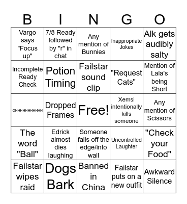 Raid Night Bingo Card