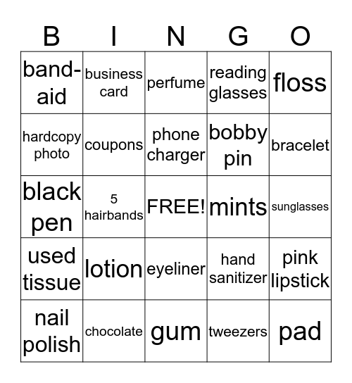 PURSE BINGO Card