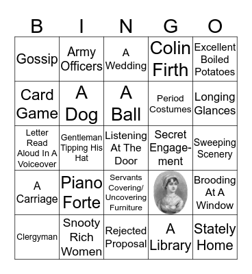 Jane Austen BINGO Card