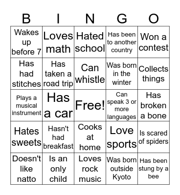 Find someone who... Bingo Card