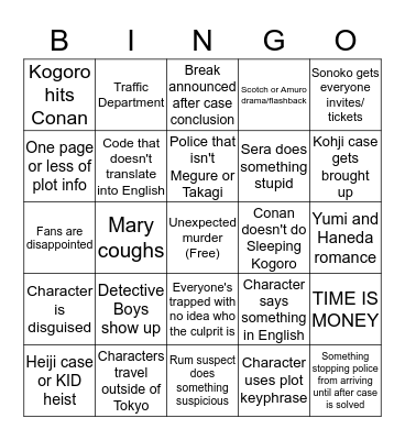 New Case Bingo  Bingo Card
