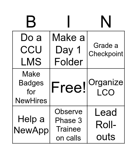 Mentor Madness Bingo Card