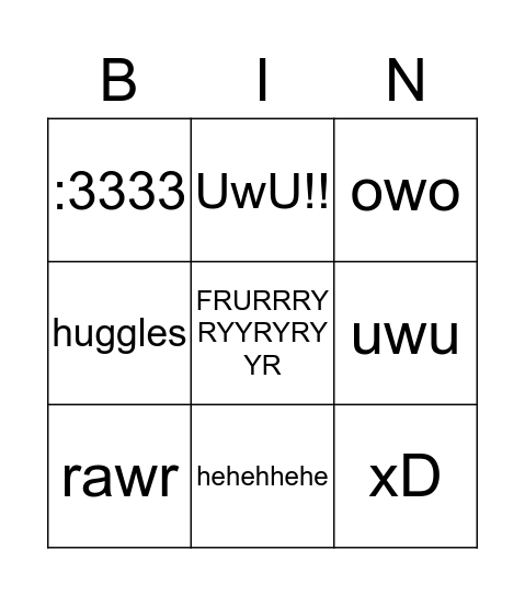 DAN THE FURRY BINGO Card