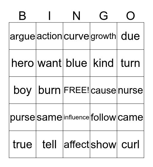 2ND GRADE Bingo Card