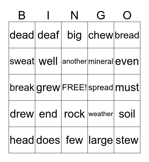 2ND GRADE Bingo Card