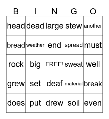 2nd GRADE Bingo Card