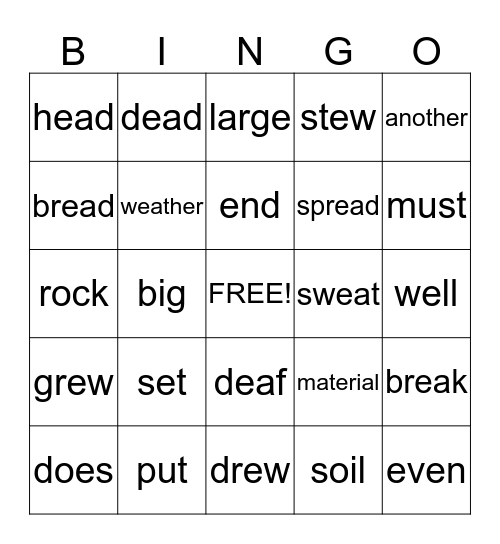 2nd GRADE Bingo Card