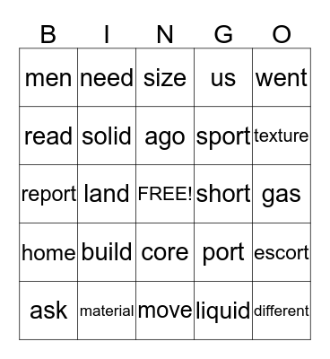 2ND GRADE Bingo Card